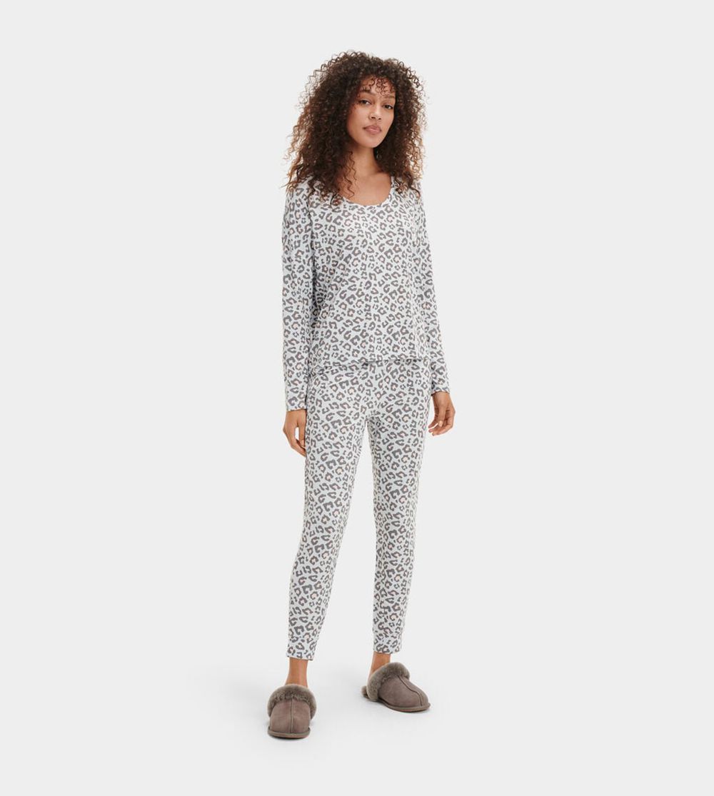 Ugg Birgit Print Lounewear Set - Womens Sleepwear - Grey Leopard - NZ (2689VGPCB)